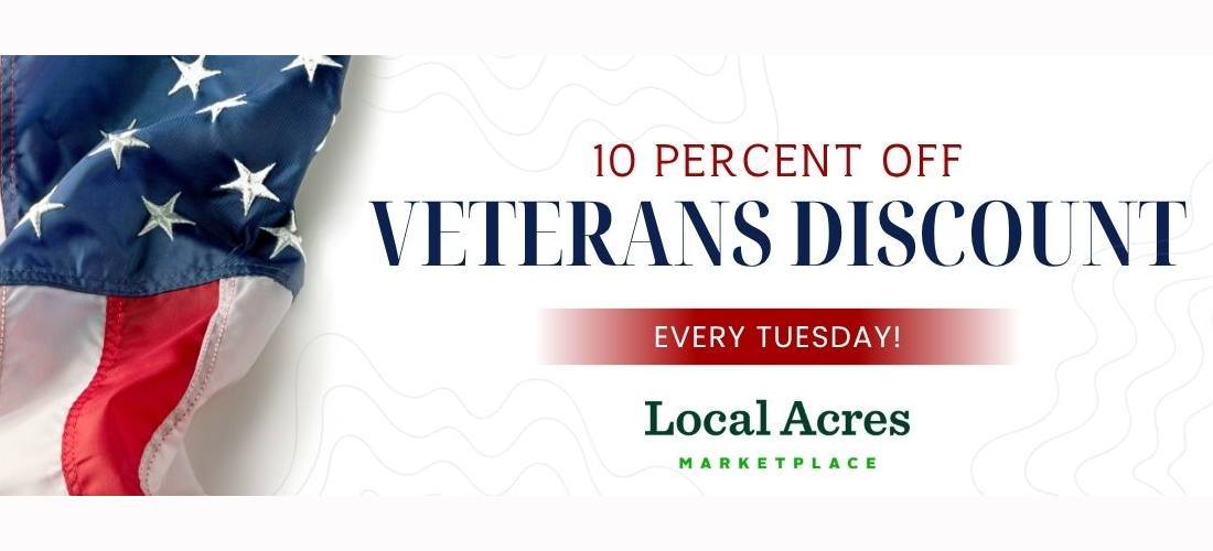 ten percent off veterans discount every Tuesday